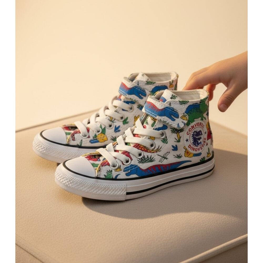 Converse Dinoverse Dinosaur Print High Top Sneakers Kids Youth Size 11
